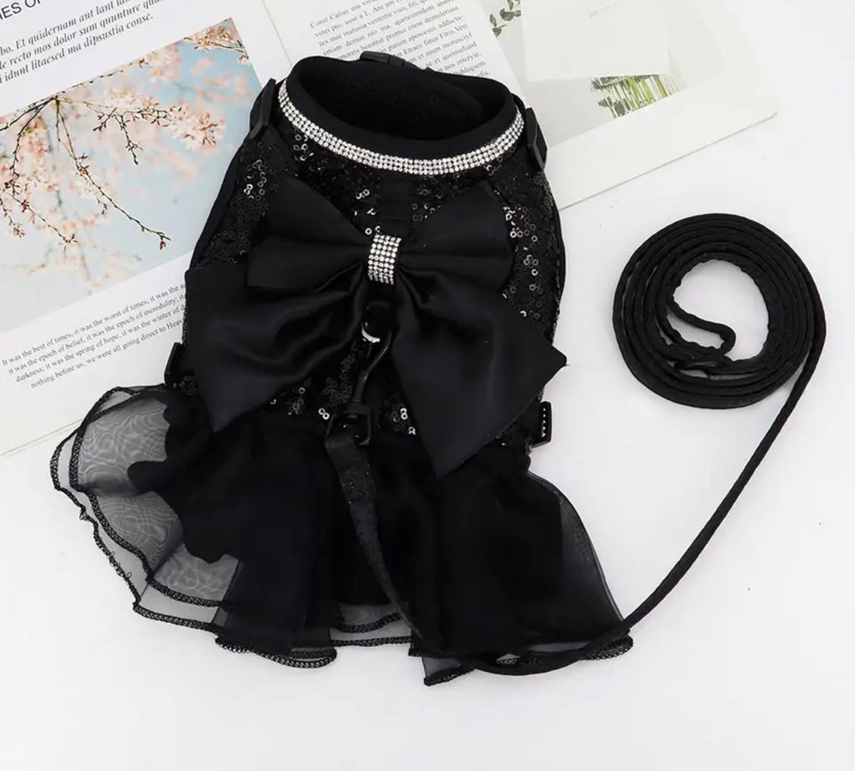 Bow Sequin Tutu Dog Harness Dress | Dog Harness Dress