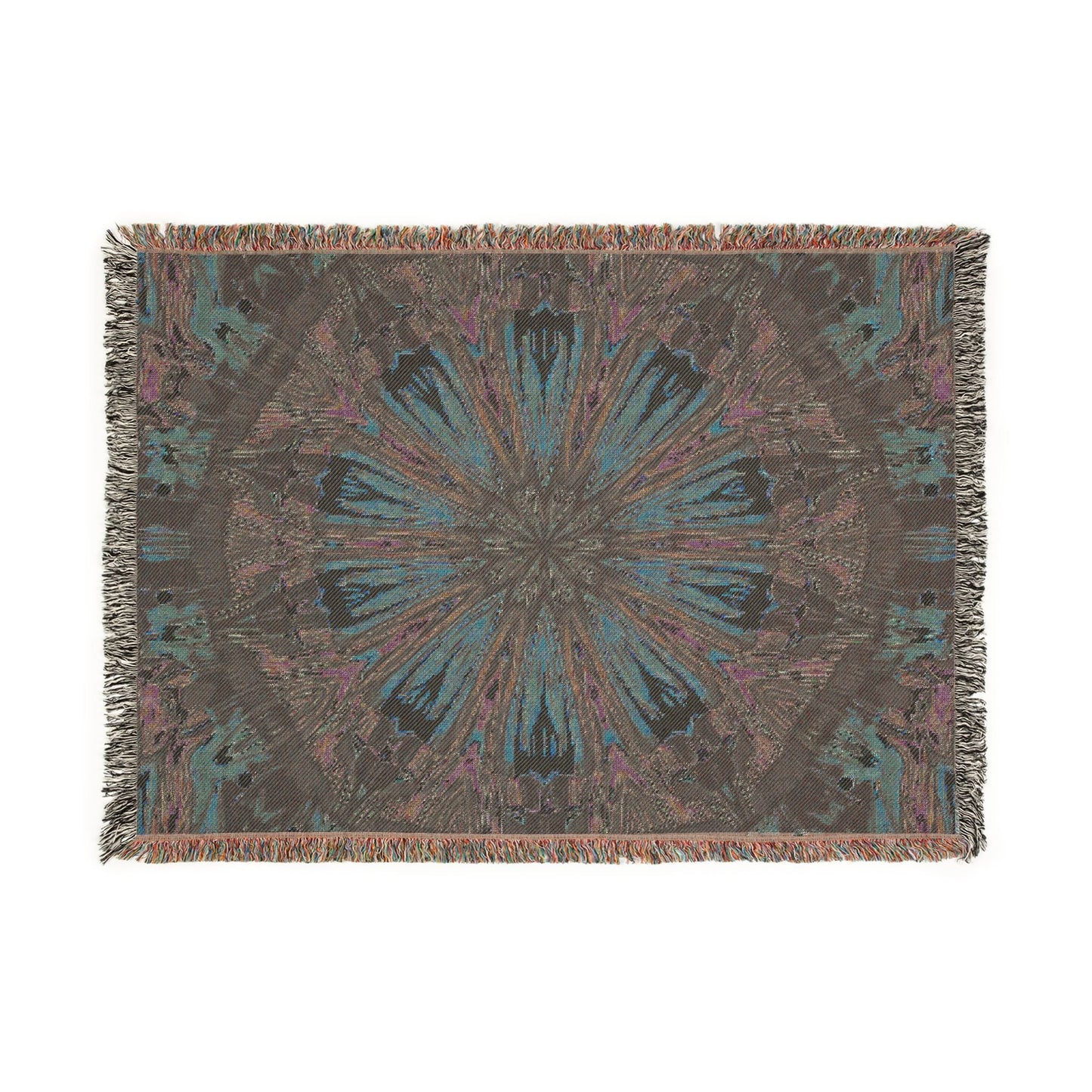 Kaleidoscope Mandala Woven Blanket — Boho Decorative Throw for Living Room & Gift