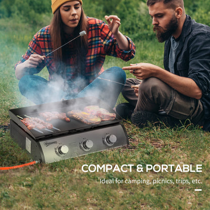 2 Burner Liquefied Gas Grill, Portable Tabletop BBQ Grill, for Camping, Picnic, Silver