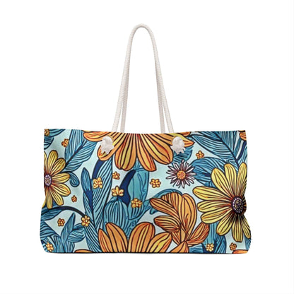 Vintage Yellow Floral Weekender Bag | Diaper Tote, Travel & Gym Carrier