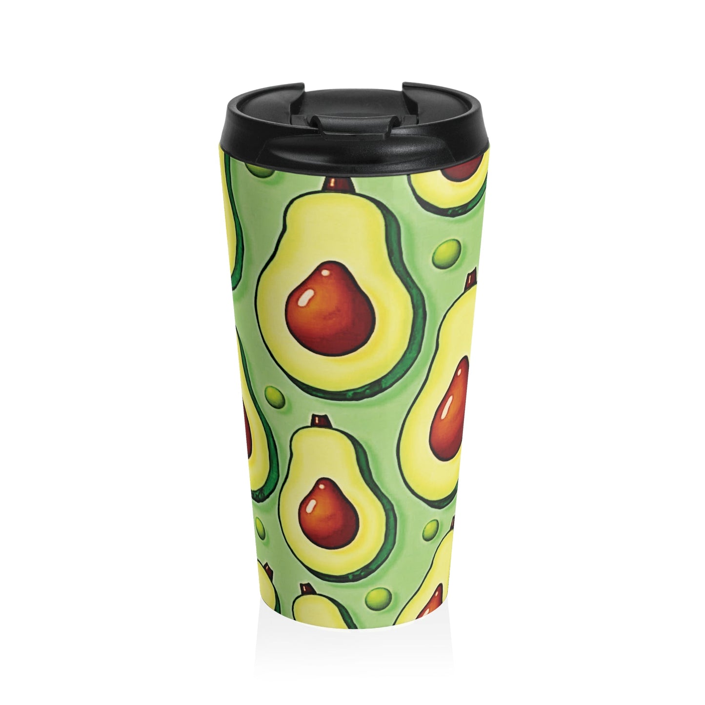 Avocado Pattern Stainless Steel Travel Mug — Reusable Insulated Coffee Tumbler