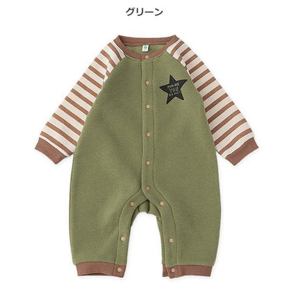 西松屋 ELFINDOLL 裏起毛袖ボーダー星長袖カバーオール 正規品