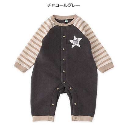 西松屋 ELFINDOLL 裏起毛袖ボーダー星長袖カバーオール 正規品