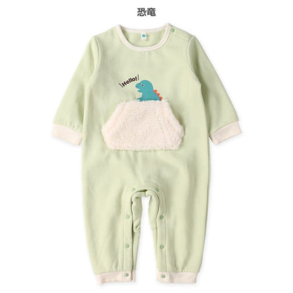 西松屋 ELFINDOLL 裏起毛フリースポケットアニマル長袖カバーオール 正規品