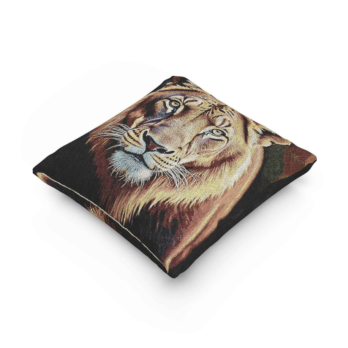 Lion Portrait Woven Pillow | Lion Face Throw Pillow, Wildlife Home Decor