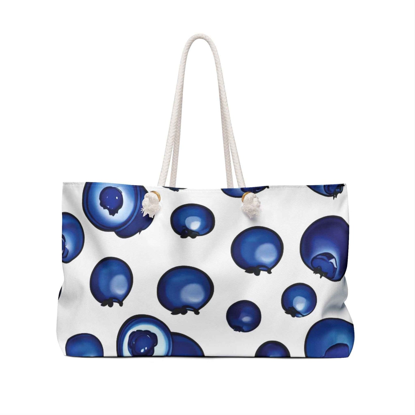 Blueberry Pattern Weekender Bag | Fruit Print Travel Tote Bag