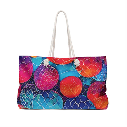 Vibrant Mosaic Bubbles Weekender Bag | Colorful Beach Large Tote Bag