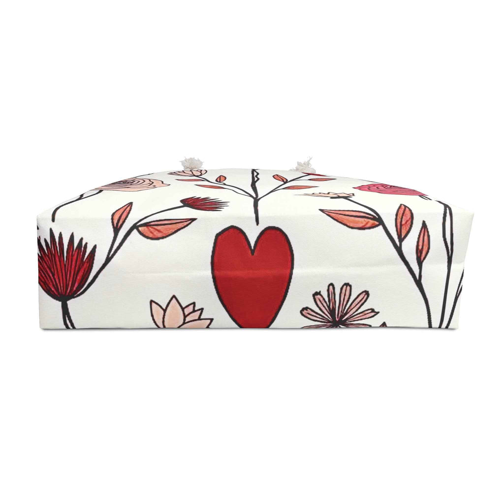 Floral Weekender Bag | Red Blush Hand Drawn Travel Tote | Mom Gift