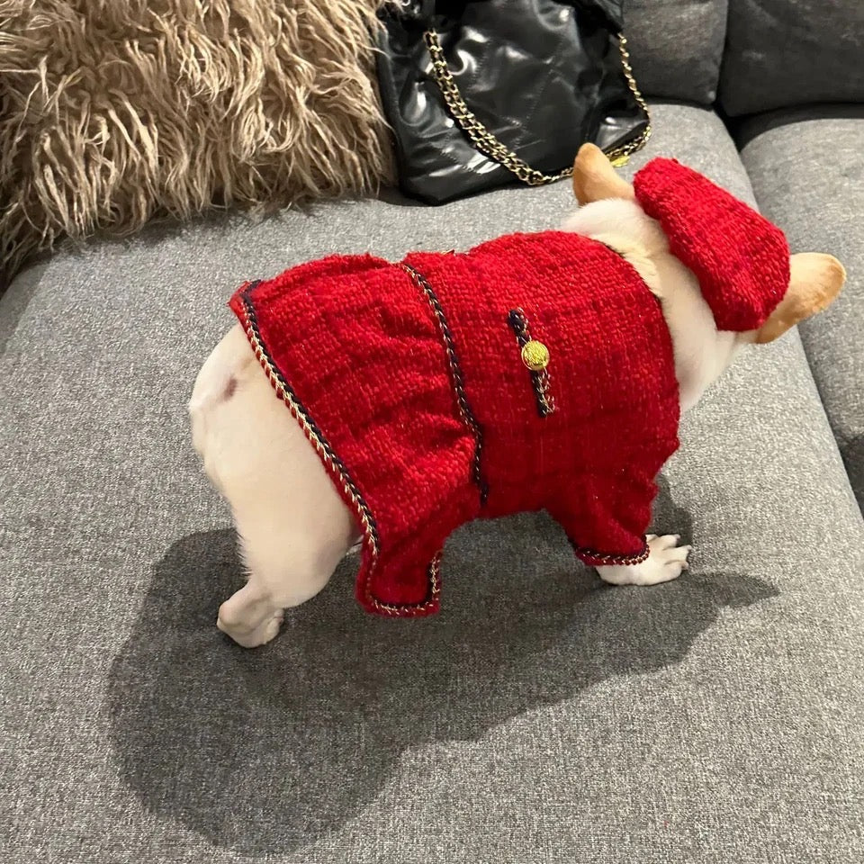 Dog Dress & Hat Set | Chewnel Tweed Dog Outfit