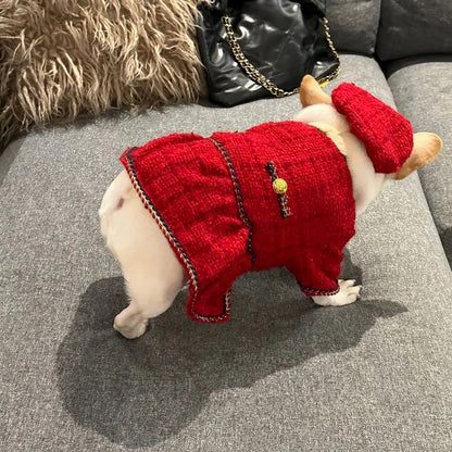 Dog Dress & Hat Set | Chewnel Tweed Dog Outfit