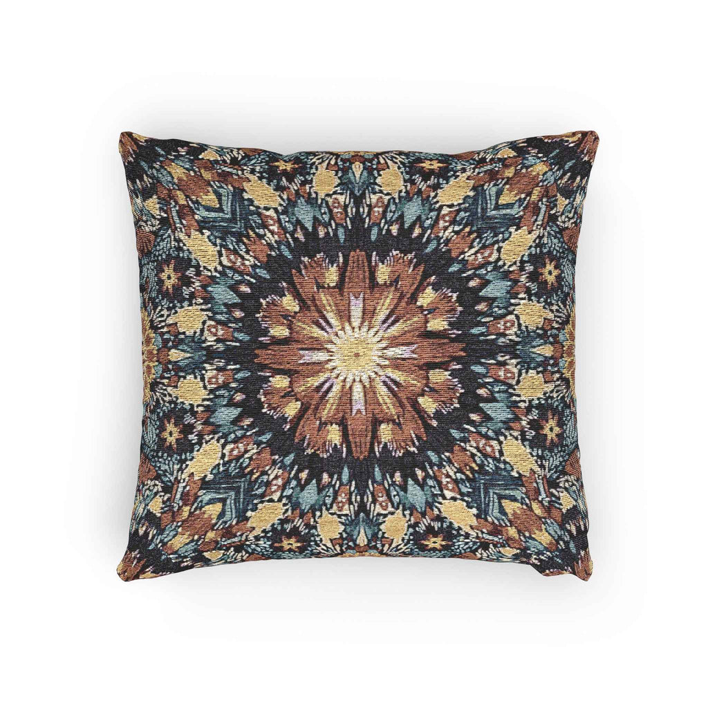 Geometric Mandala Woven Pillow | Boho Mosaic Throw Pillow