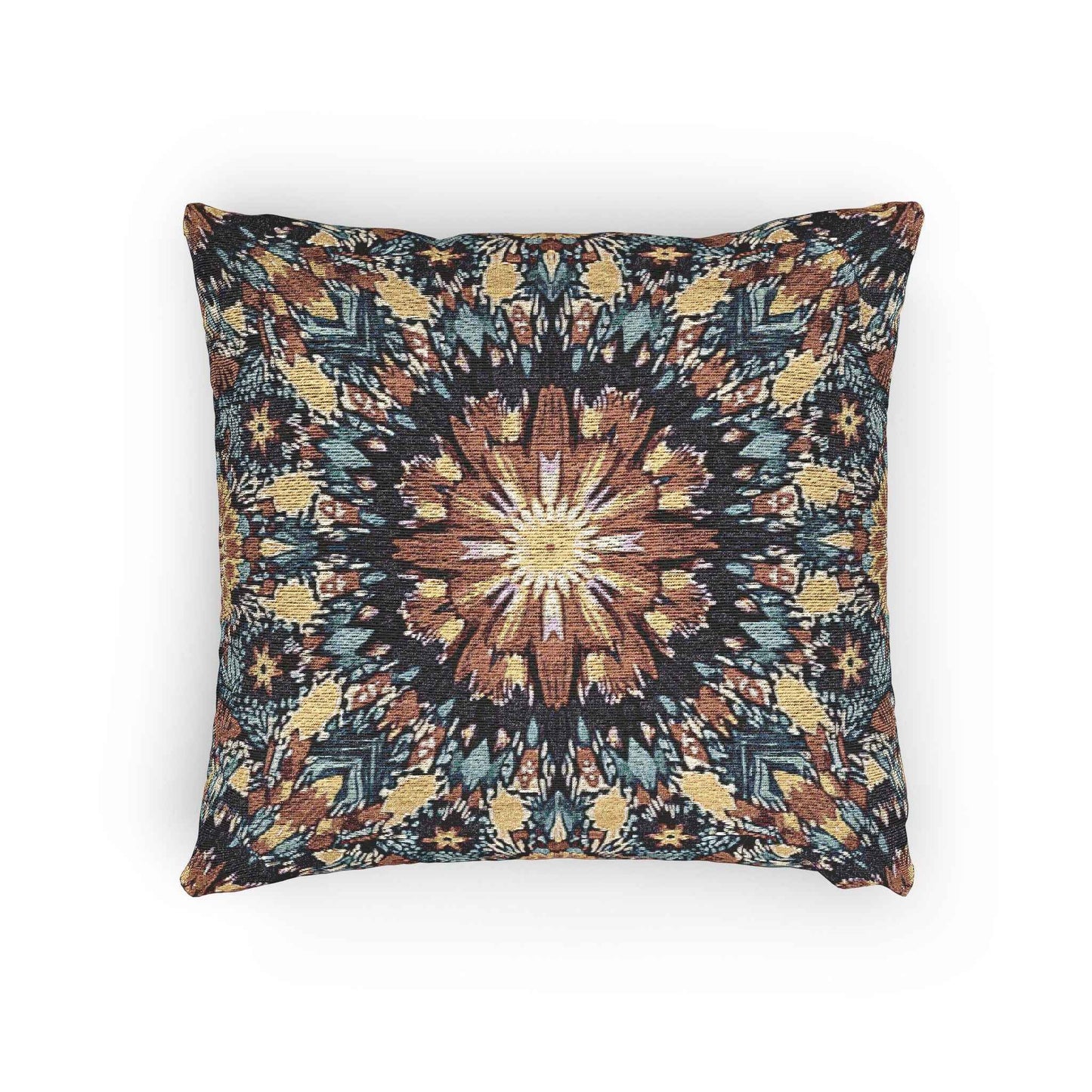 Geometric Mandala Woven Pillow | Boho Mosaic Throw Pillow