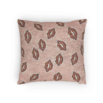 Kiss Pattern Woven Pillow | Lip Print Decorative Pillow