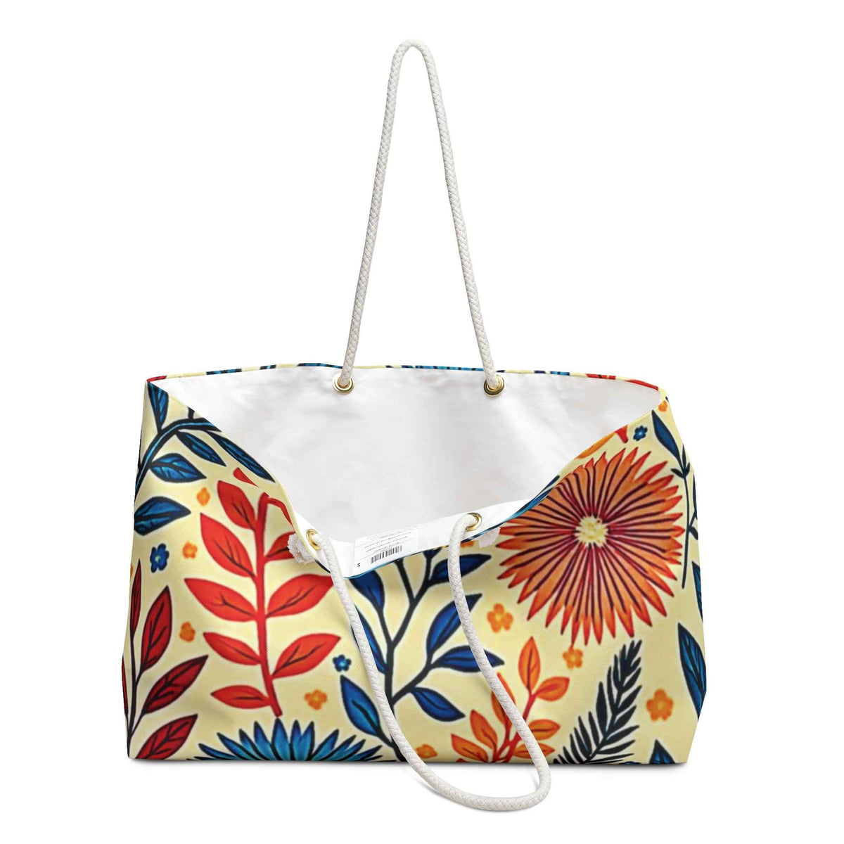Colorful Floral Pattern Weekender Bag| Boho Flower Leaves Large Tote Bag