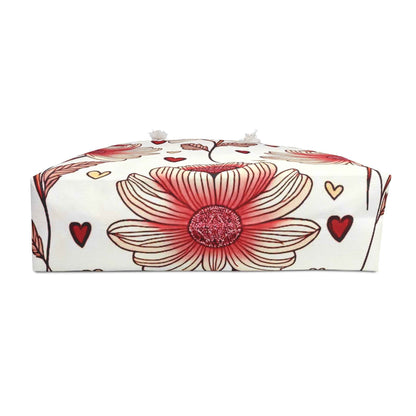Red Floral Heart Weekender Bag | Large Travel Tote | Carryon Mom | Mother Gift