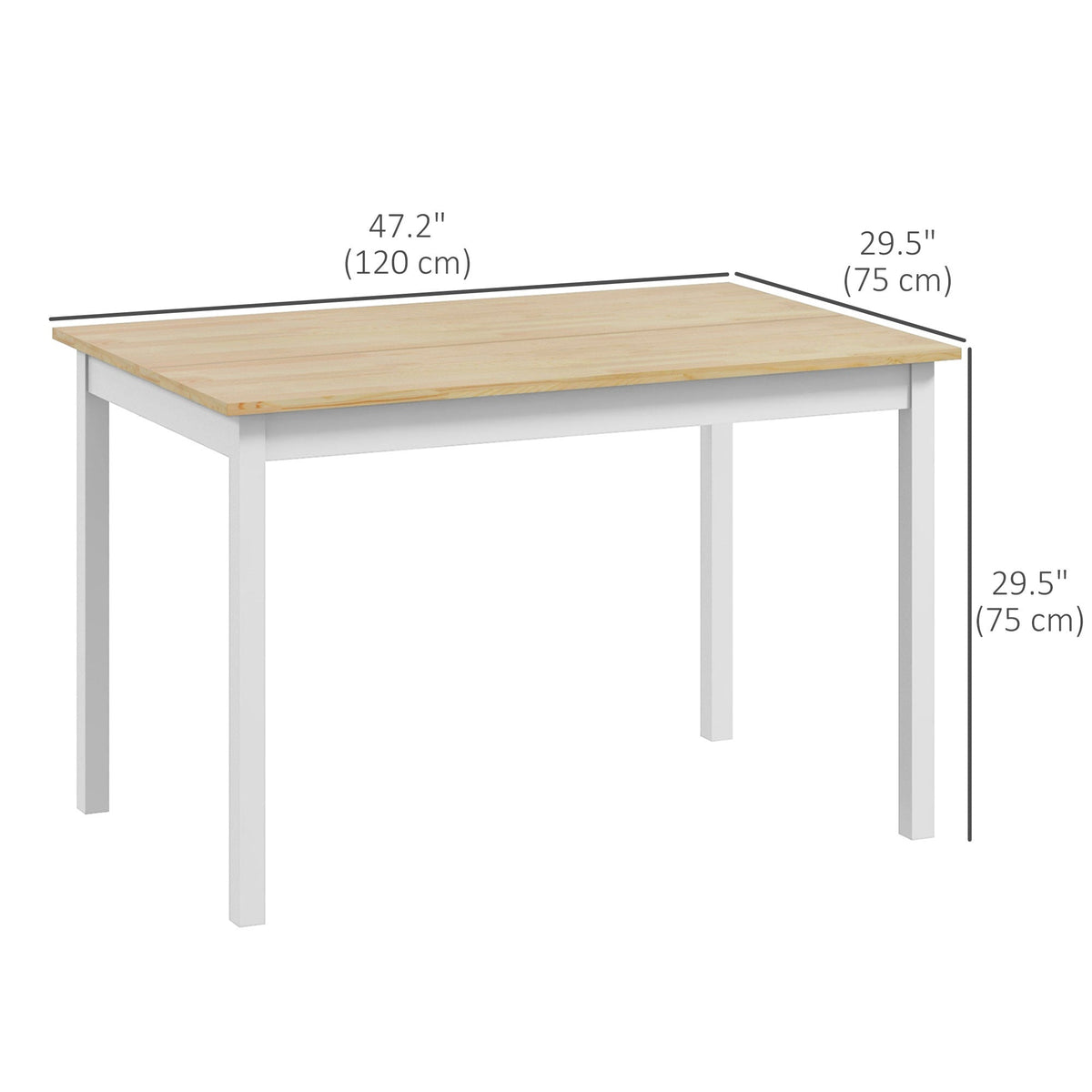 47" x 30" Dining Table, Farmhouse Dining Room Table with Pine Wood Frame, Space Saving Kitchen Table, Black