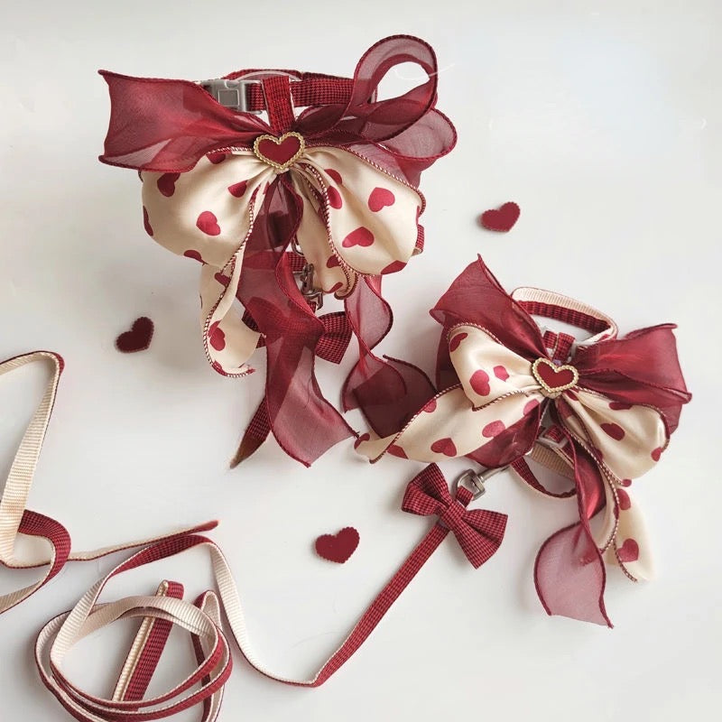 Dog Harness Leash Set | Love Me Heart Dog Set