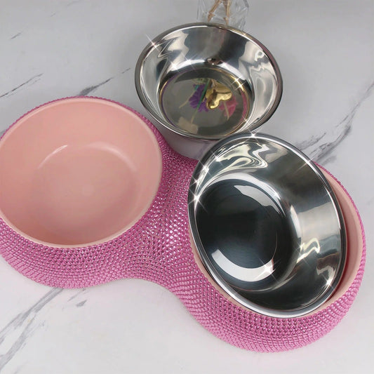 Bedazzle Me Rhinestone Dog Bowl | Decorative Sparkle Pet Bowl