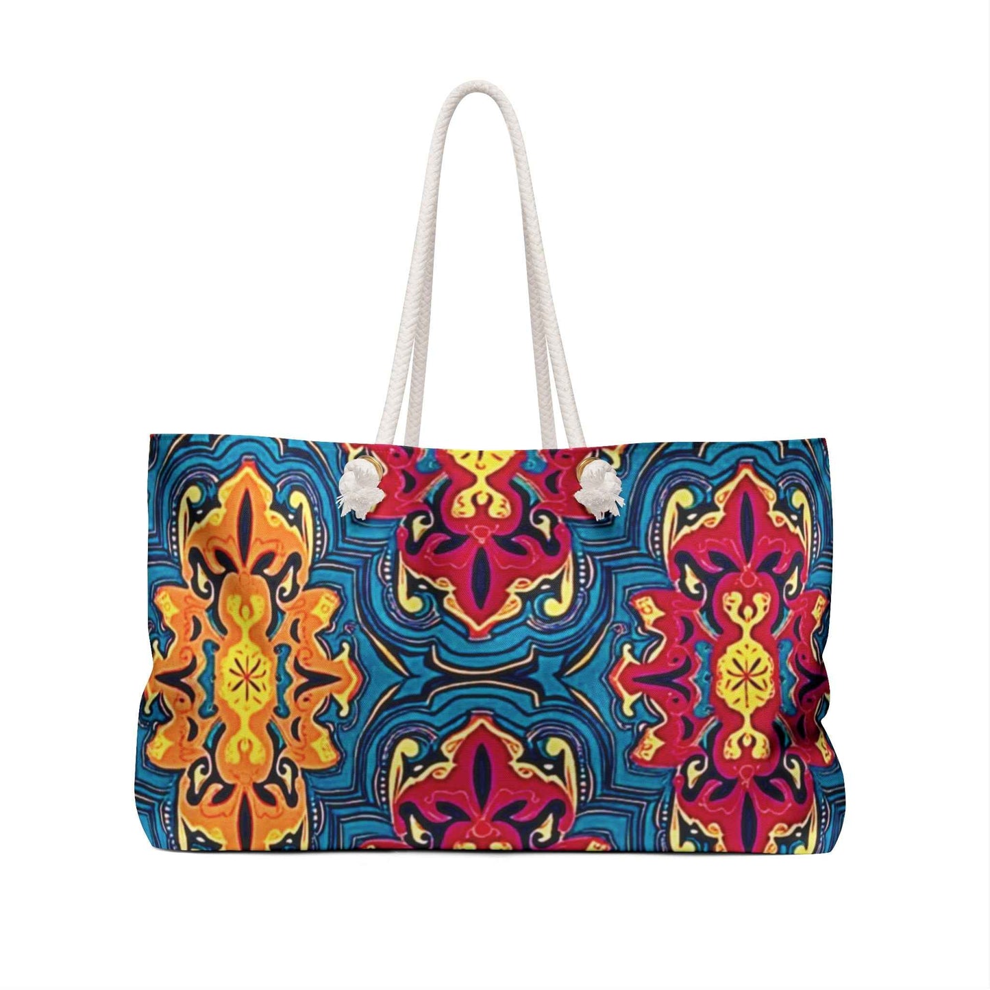 Colorful Mosaic Pattern Weekender Bag | Boho Tile Travel Tote | Mom Carryon | Mother's Gift
