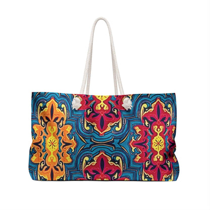 Colorful Mosaic Pattern Weekender Bag | Boho Tile Travel Tote | Mom Carryon | Mother's Gift