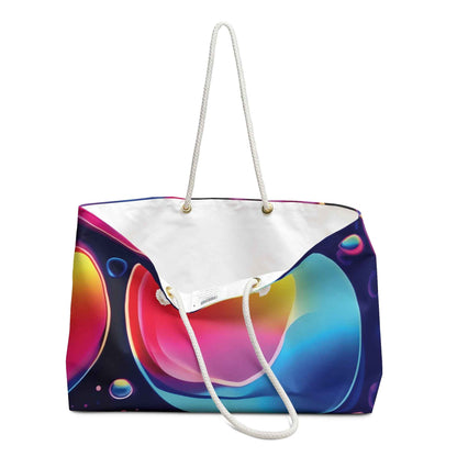 Neon Bubble Abstract Weekender Bag | Colorful Gradient Spheres | Moms Carryon