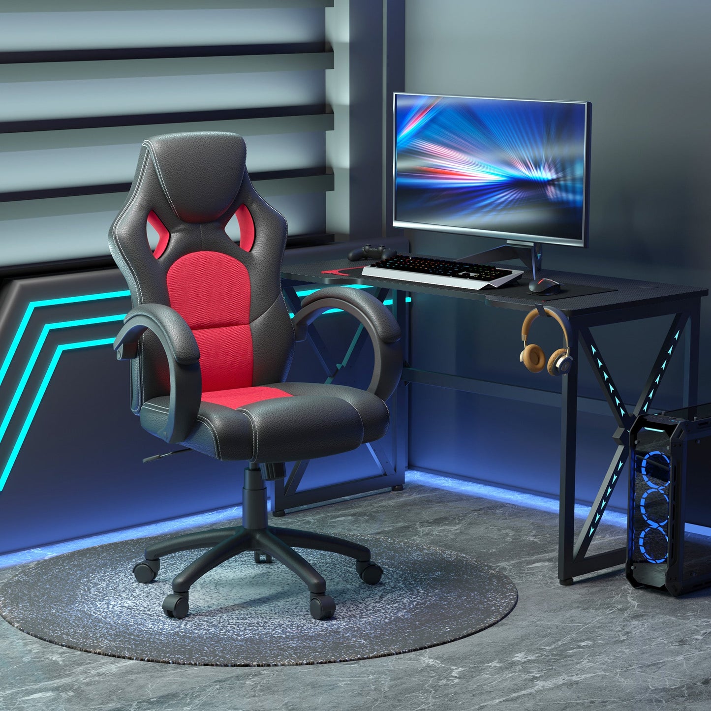 Foster Gaming-Office Chair-Red/Black