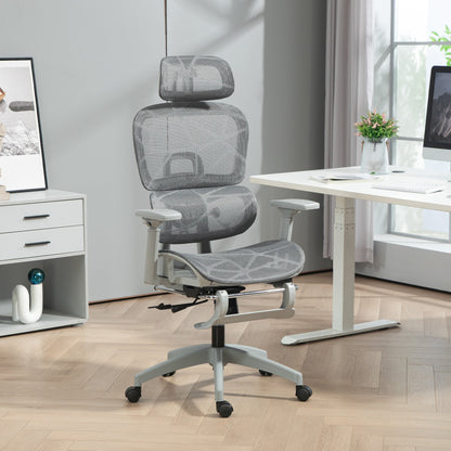 Mesh Office Chair with 3D Armrest, High Back Desk Chair with Lumbar Support, 135° Reclining, Adjustable Headrest, Black