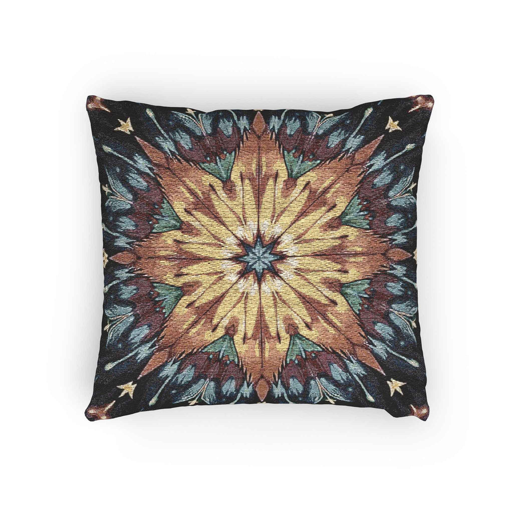 Geometric Starburst Mandala Woven Pillow | Boho Home Decor, Kilim Style