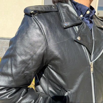 Open Road Men’s Buffalo Leather Biker Jacket with Removable Lining