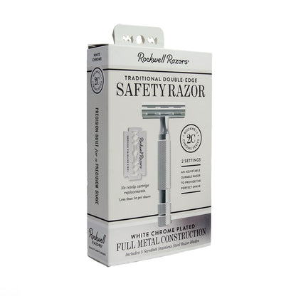Rockwell 2C Adjustable DE Safety Razor - White Chrome (2 Settings)