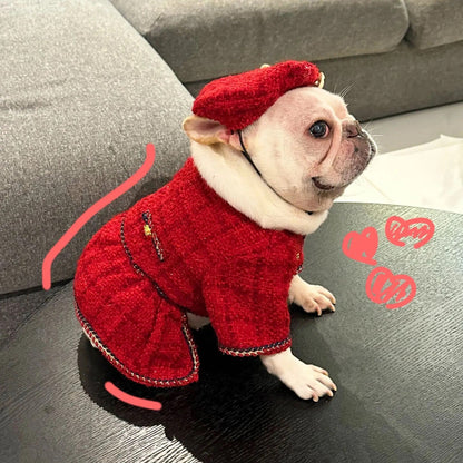Dog Dress & Hat Set | Chewnel Tweed Dog Outfit