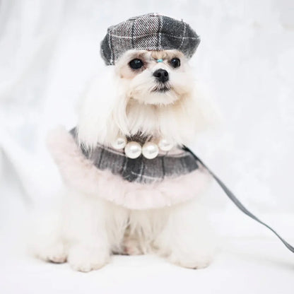 Peaky Street Tweed Dog Harness Set | Harness Hat and Leash Outfit