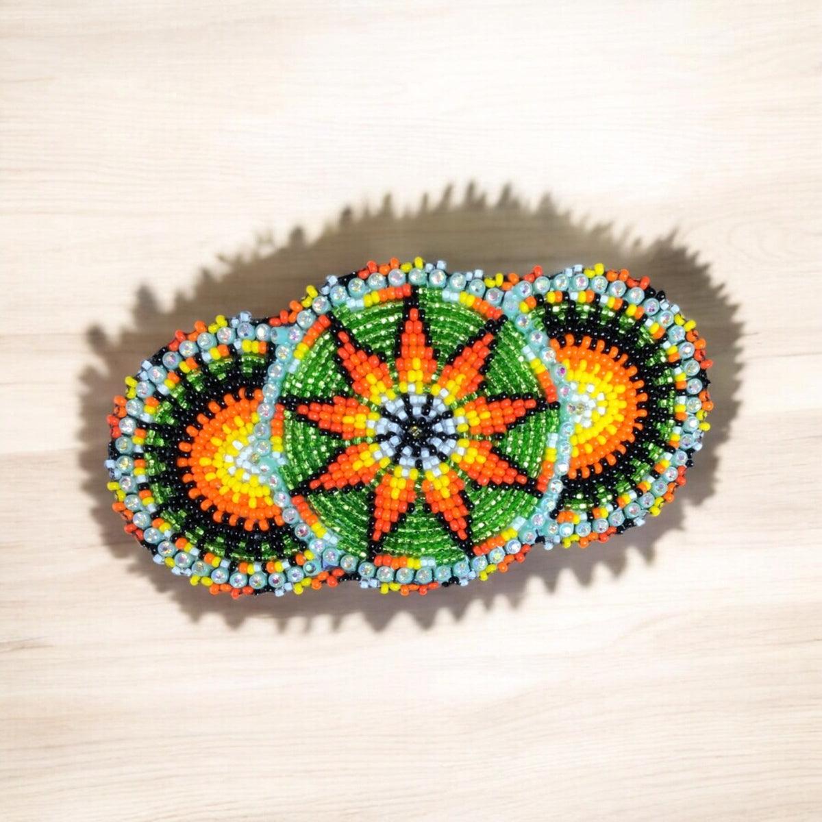 Light Green Native American Beaded Barrettes