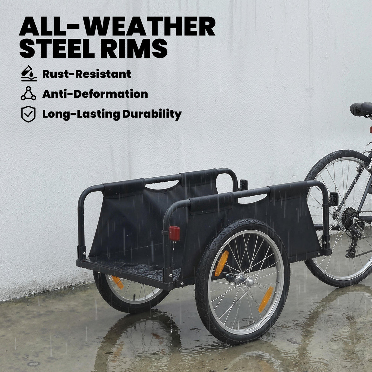 Bike Cargo Trailer, Bicycle Trailer Wagon Cart with Quick Release 16" Pneumatic Wheels, Red Flag