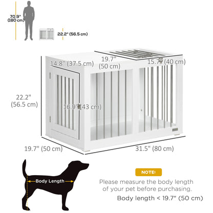 31.5" Dog Crate Furniture with Double Doors, for Medium Dogs, Grey