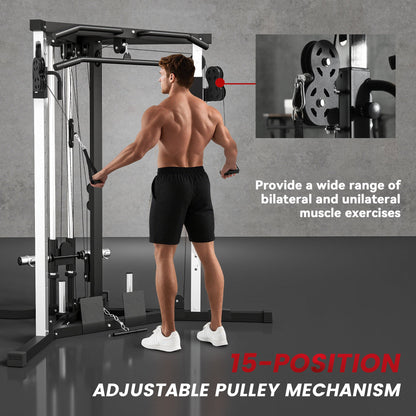 Multifunctional Home Gym Machine with Pull Up Bar, 15-Position Adjustable Strength Training Workout Station