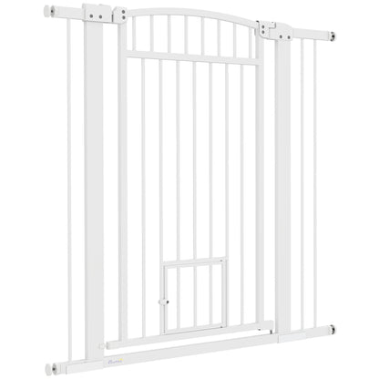 30"-41" Extra Wide Pet Gate with Small Door, 30" H Dog Gate with 3-Inch and 5.5-Inch Extension Kit