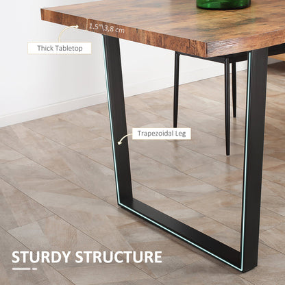 Ashton 63" Dining Table with Wave-edged Tabletop and Steel Legs-Rustic Brown