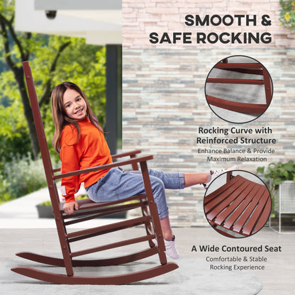 Wooden Porch Rocking Chair Outdoor Patio Rocker Garden Single Leisure Reclining Seat Armchair Natural