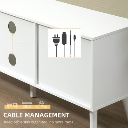Modern TV Stand Cabinet with Foldable Drawers and Shelves for Living Room, Bedroom, White
