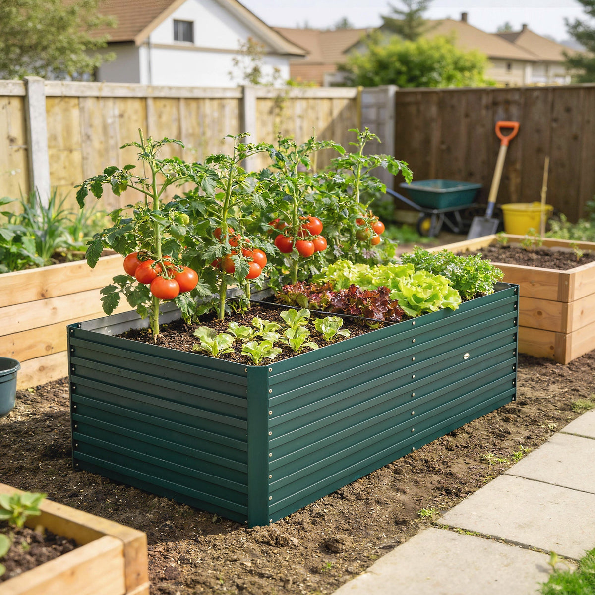 5' x 3' x 2' Raised Garden Bed, Galvanized Planter Box for Growing Flowers, Herbs and Vegetables, Black