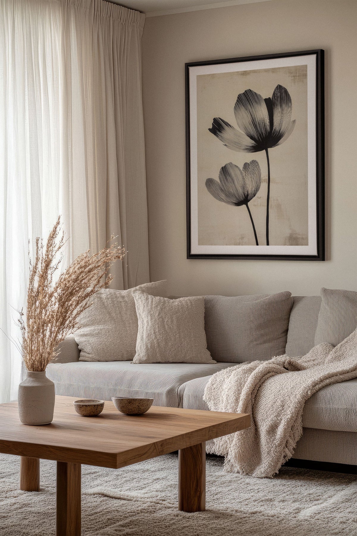 EBONY FLOWERS, Oeuvre sur toile étirée