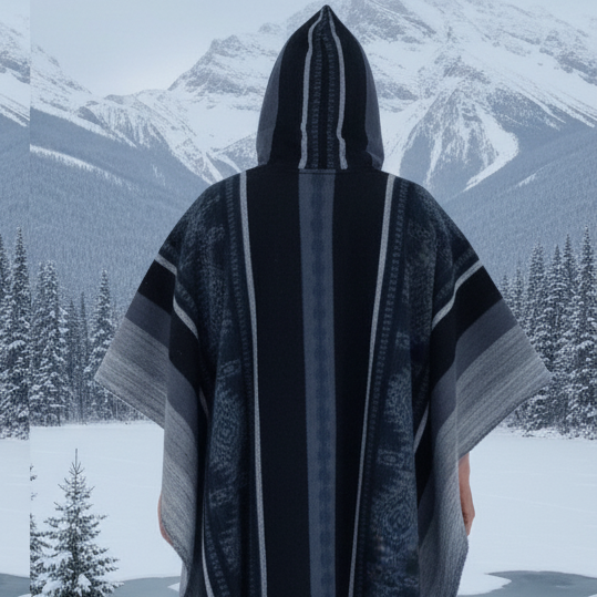 Dark Blue Soft Handmade Wool Ponchos