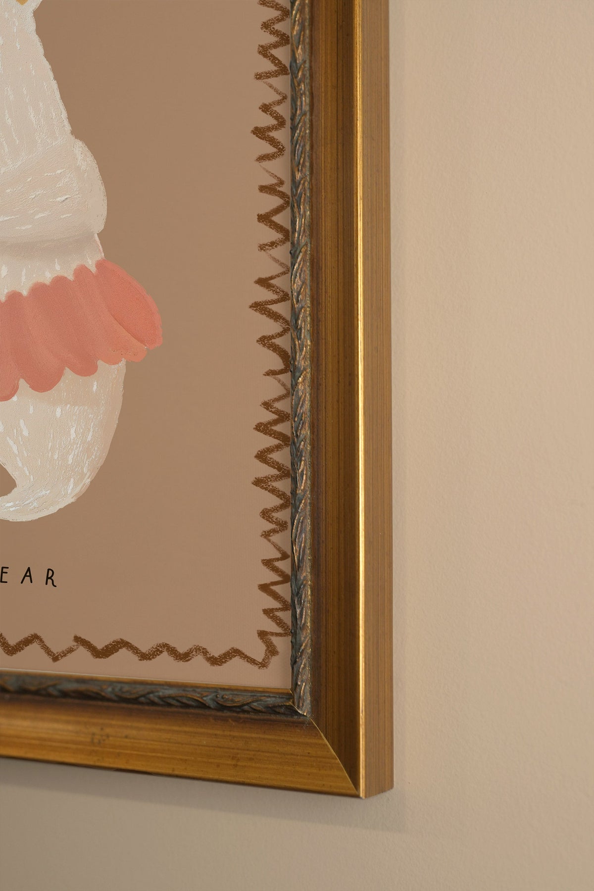 OURS DANSEUR, CADRE VINTAGE OR
