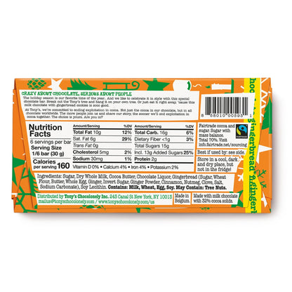 Tony's Chocolonely Milk Chocolate Gingerbread Bar, 180g