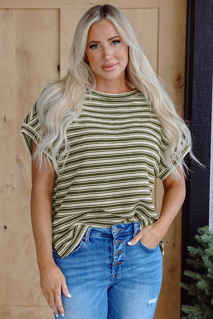 Striped Side Slit Top — Relaxed Casual Top for Women