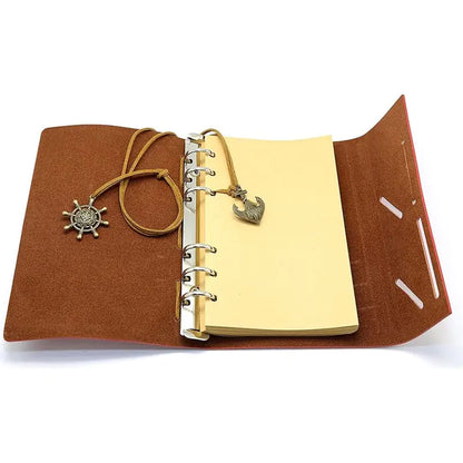 Vintage Nautical Pirate Ship Anchor Leather Notebook