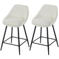 Reece 26" Counter Height Stools with Swivel and Backrest-Set of 2-Cream White