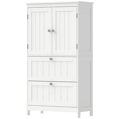Bathroom Storage Cabinet, Narrow Bathroom Cabinet with 2 Drawers, Adjustable Shelf for Living Room, Entryway, White