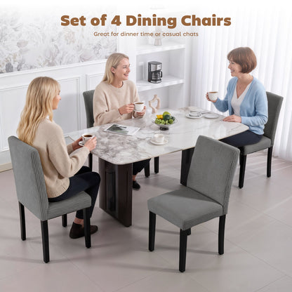 Modern Dining Chairs Set of 4, Kitchen Chairs with Rubberwood Legs and Padded Seat, Beige